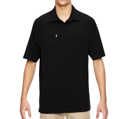 North End Custom Mens Excursion Crosscheck Performance Woven Polo-Black