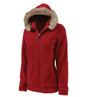 Womens Faux Fur Trimmed Fleece Hoodie by Charles River Apparel